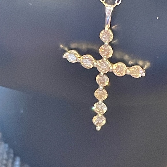 0.50 CT. T.W. Multi-Diamond Bubble Cross Pendant in 18K White Gold - Picture 3 of 7